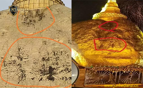 大金石遭雷擊部分金箔脫落